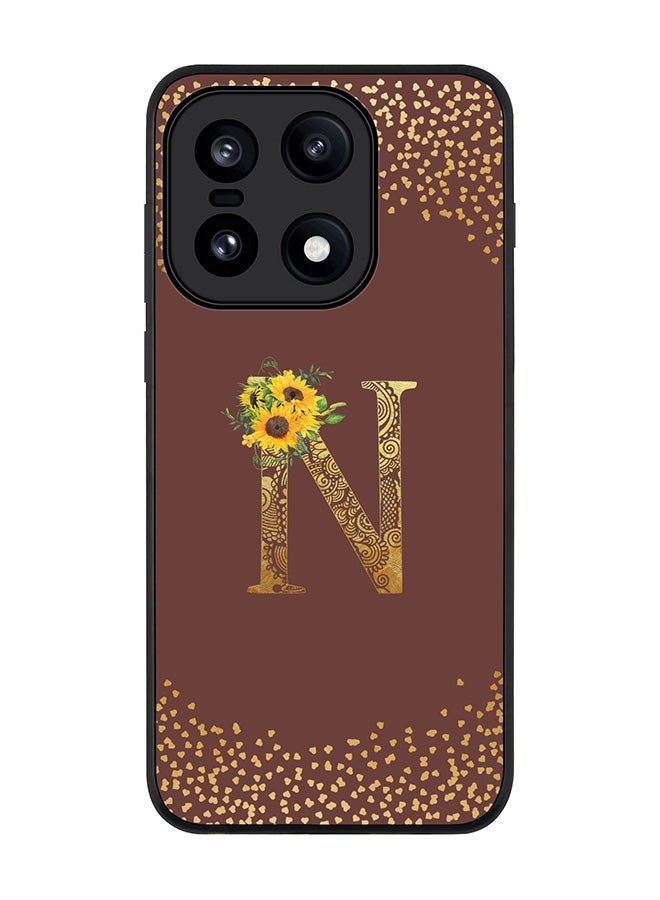 For OnePlus 15 Case,Slim fit Camera Protection, Shockproof Thin Phone cover  - Custom Floral Monogram - N  (Brown )